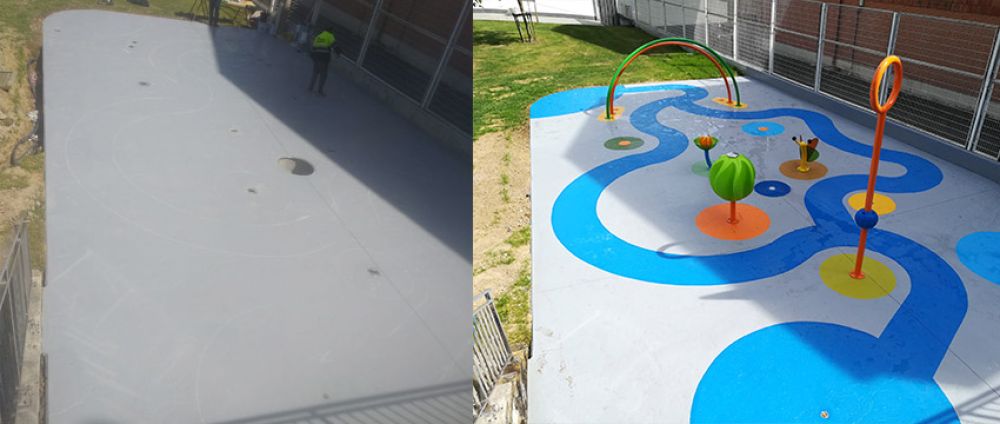 Pintado decorativo con resina poliuretano para parque infantil en Gipuzkoa