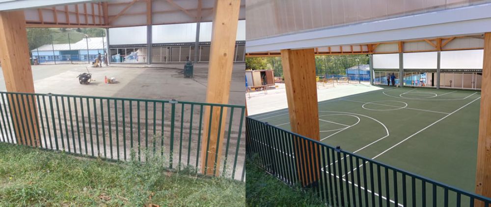 Construcción y pintado de pista deportiva en centro escolar en Tolosa 